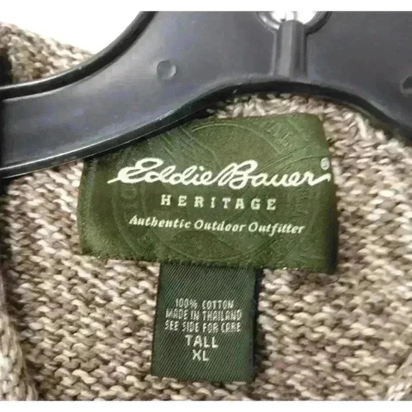 Eddie Bauer Men's XL Tall Brown Chunky-Knit Pullover Sweater - Picture 3 of 3